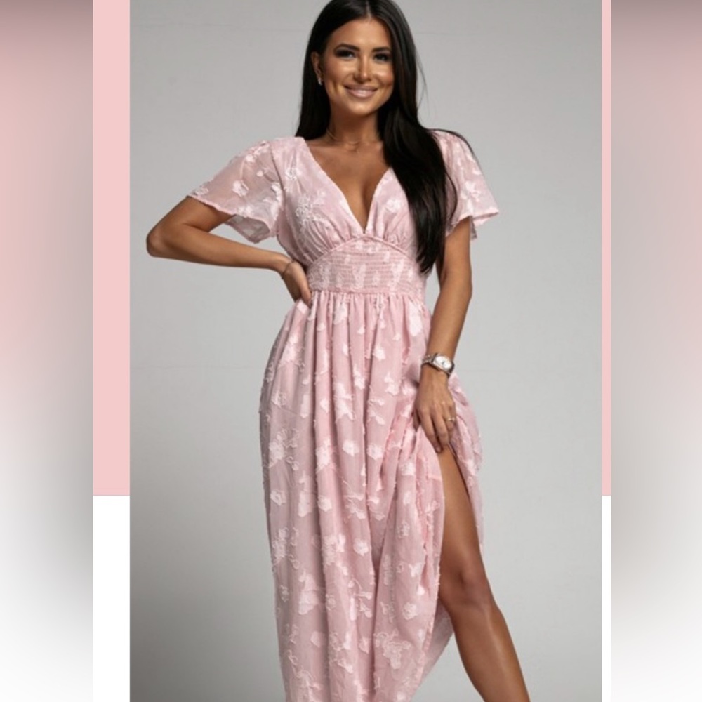Pink floral textured dress